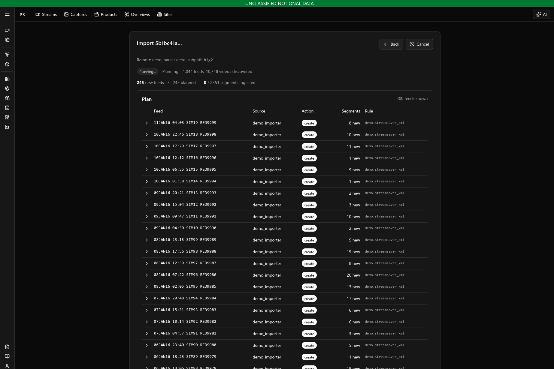 P3 importing legacy video archives from NFS and S3 with a plan-then-apply review workflow